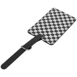 Checkered Luggage Tag Black-White Display Image